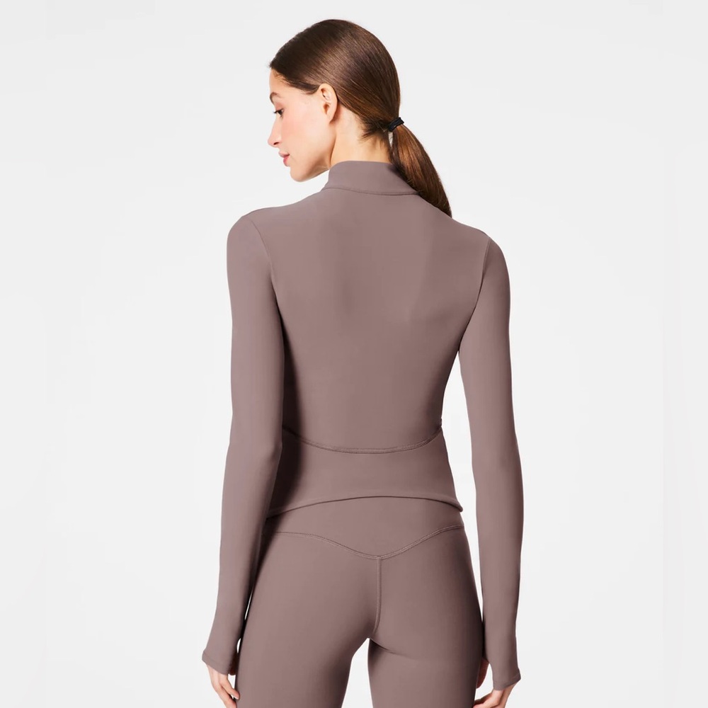 Spanx brown smooth on form full zip jacket in Smoke - Picture 2 of 9